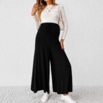 Wide Leg Maternity Pant Black
