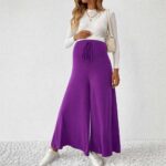 Wide Leg Maternity Pant Purple - Image 4