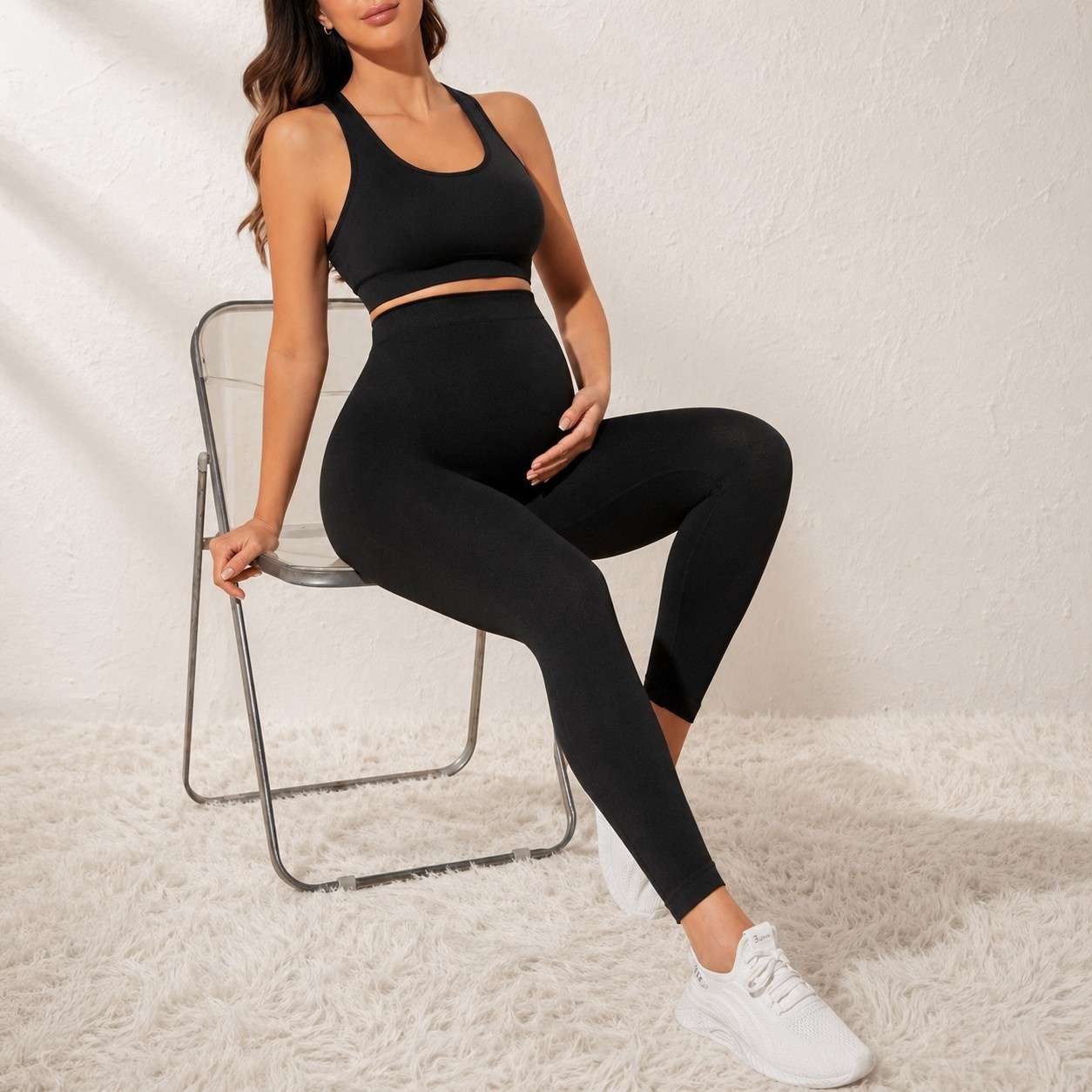 black 01 Maternity Leggings Black - Image 1