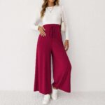 Wide Leg Maternity Pant Merun - Image 4