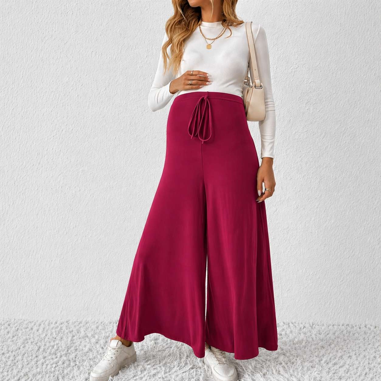 merun 03 Wide Leg Maternity Pant Merun - Image 1