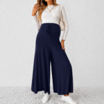 Wide Leg Maternity Pant Navy Blue - Image 5