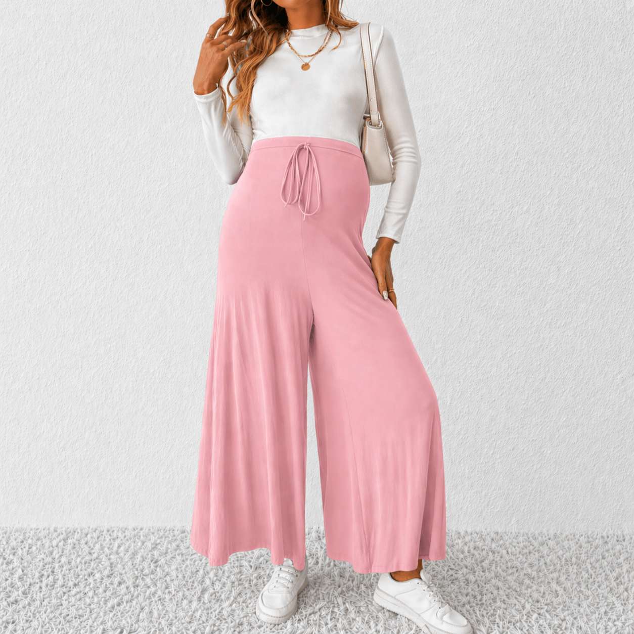 pink 01 Wide Leg Maternity Pant Pink - Image 1