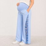 Floral Comfort Maternity Pant Sky Blue