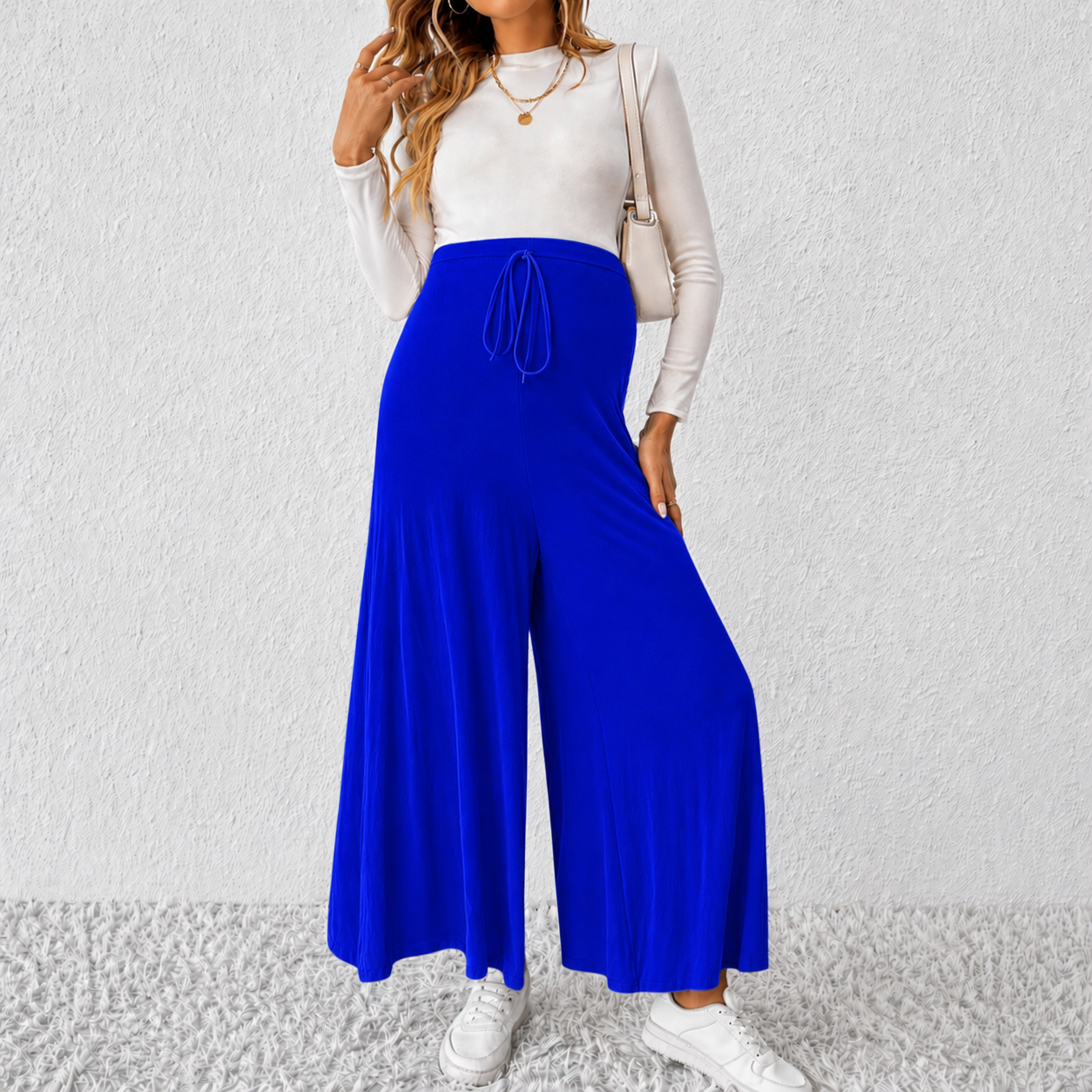 royal blue 01 Wide Leg Maternity Pant Royal Blue - Image 1